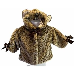 Bearington Leopard Fur Coat 6-12 Mo Brown Hooded Jacket Coat Baby Collection
